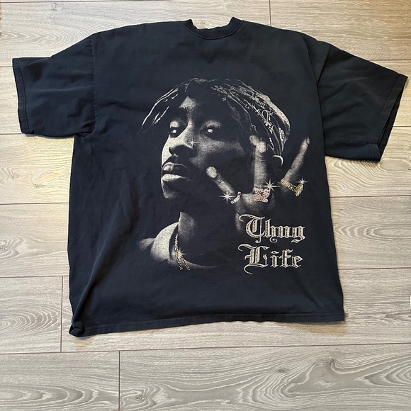 Vintage Other - True Vintage Super Baggy Y2K Tupac Thug Life Sequin Retro Rapper T-Shirt